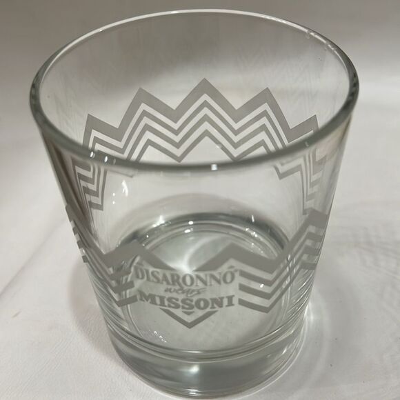 Disaronno Missoni Gray Etched Glass Tumbler Cocktail 10 Oz 3 In Round 3/4 Tall - Picture 3 of 7